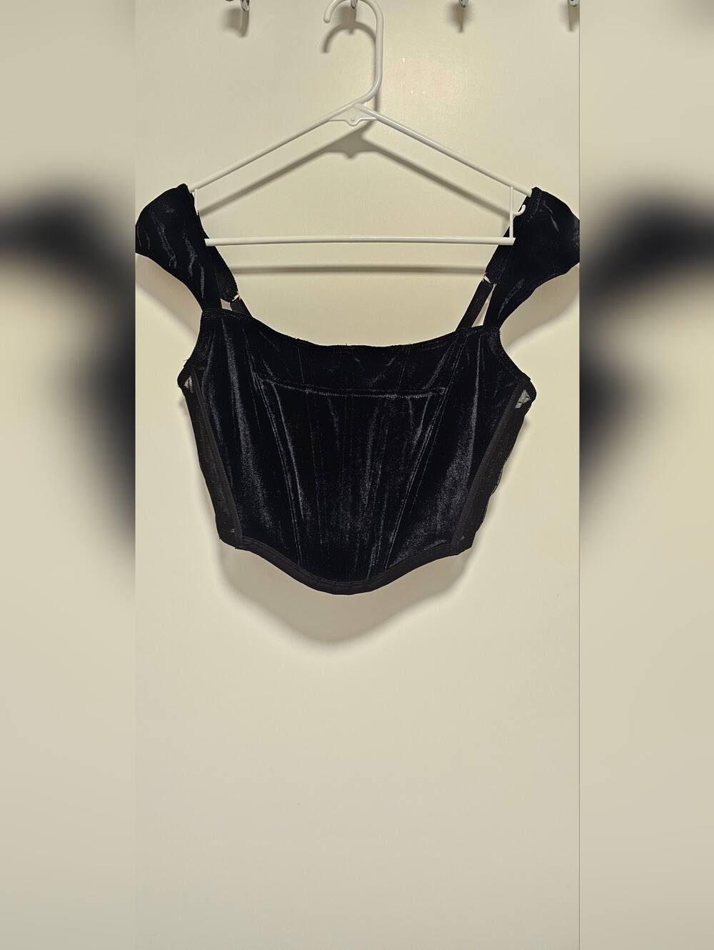 Victoria's Secret Size L Black Velvet Corset Crop Top